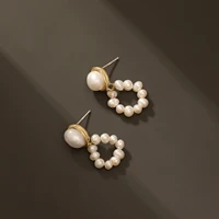 s925 silver ear needle stud earrings natural freshwater irregular pearl with brass 14kreal gold korea jewelry for women hyacinth