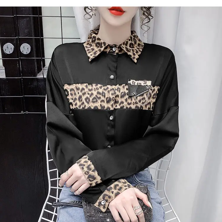 

Spring 2021 new splicing polo collar Long Sleeve Shirt