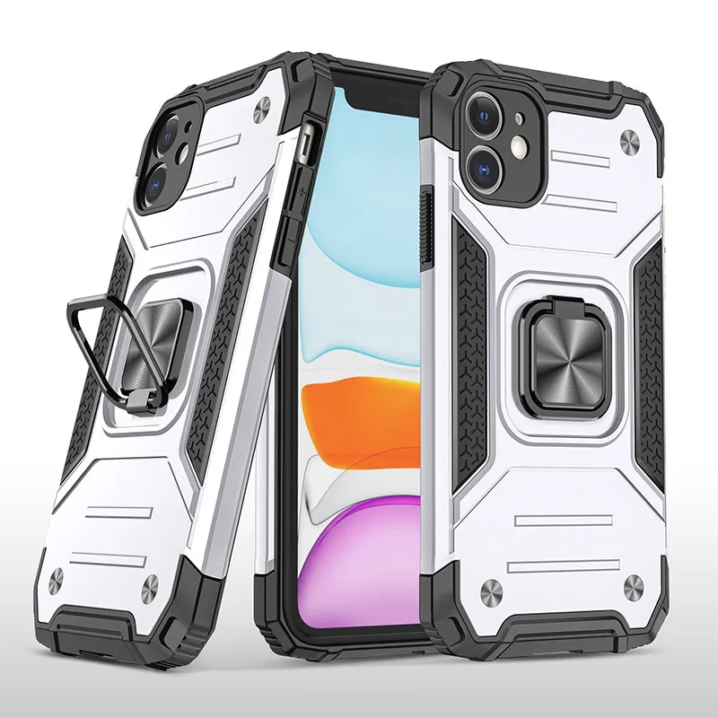 

Phone Case on For iPhone 12 Mini 11 Pro XS MAX XR X 8 7 Plus SE 2020 12Pro Luxury Metal Magnetic Ring Holder Shockproof Cover