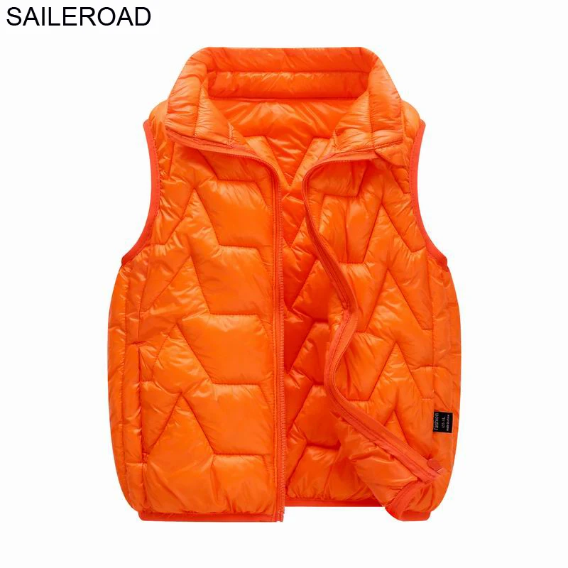 SAILEROAD 5-13лет Подростки Жилеты для мальчиков Большой детский жилет Повседневная одежда для девочек Осень Зима Теплая Перейти в школу Одежда - Цвет: Y8905 orange