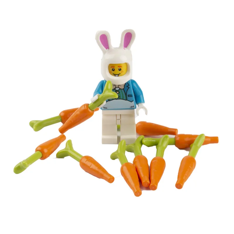 1Blue10Carrots Городские аксессуары герои мультфильмов Строительные блоки Друзья праздничные украшения для Хэллоуина продукты, Фрукты животных Кирпичи игрушки Дети C117 - Цвет: 1Blue10Carrots