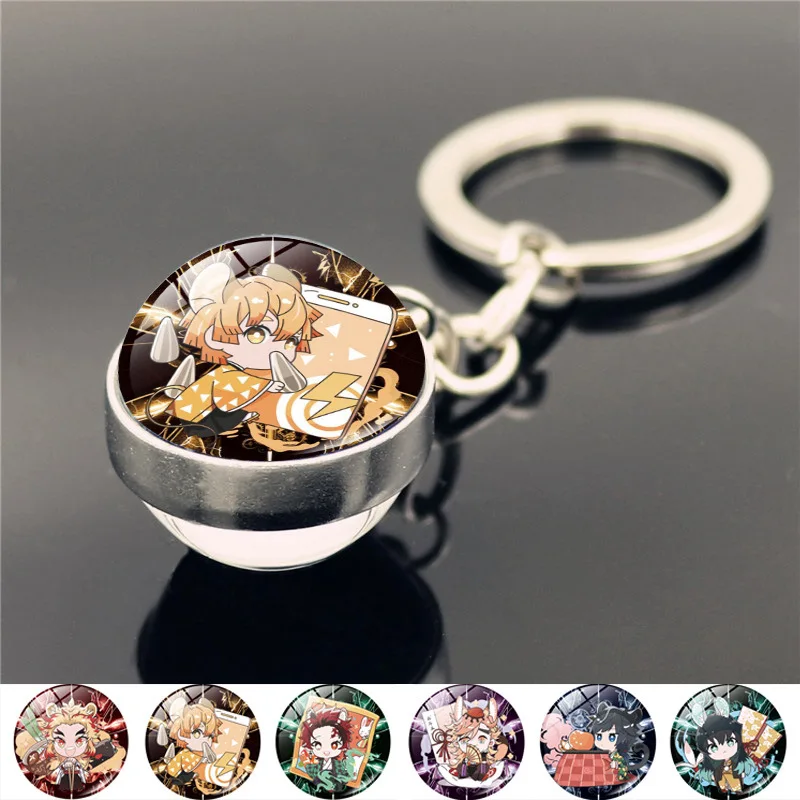 

Japan Anime Demon Slayer Sword Keychain Cosplay Katana Ghost Blade Glass Ball Pendant Keyrings Demon Slayer key chains Wholesale