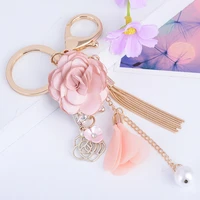 fashion flower key chain tassels keychains car key ring female keyring creative bag charm pendant exquisite christmas gifts