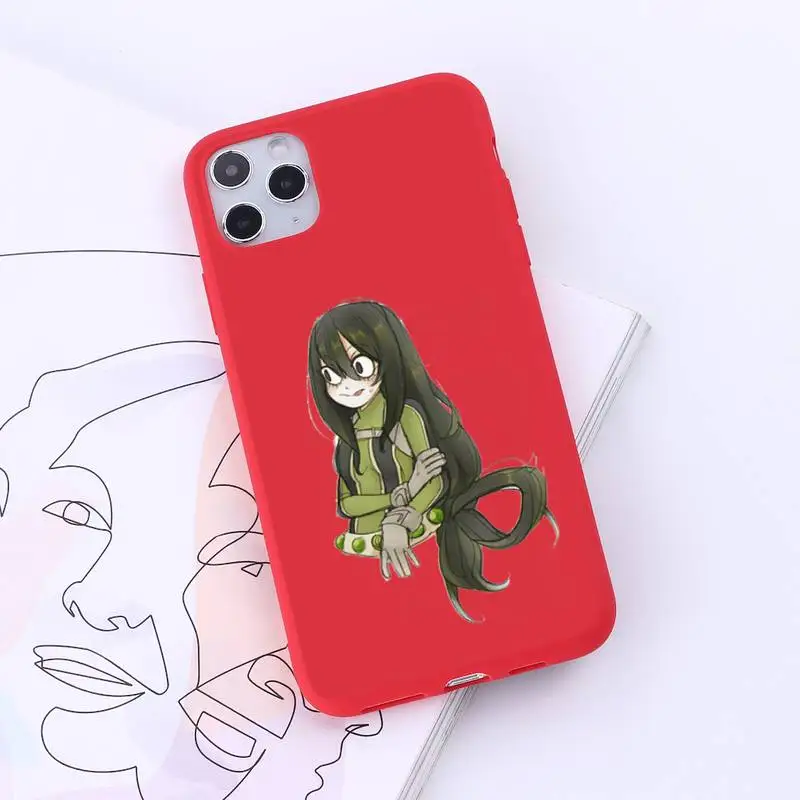 

Tsuyu Asui Boku no hero academia Phone Case Red Candy Color for iPhone 6 7 8 11 12 s mini pro X XS XR MAX Plus