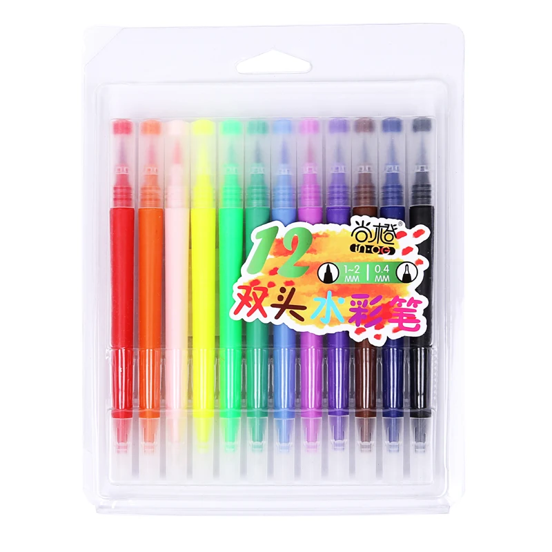 12 Colors 100 цветов, двойной наконечник, ручка для кистей, кончик для кистей и кончик для кистей, маркеры для рисования, раскрашивания, художественные канцелярские принадлежности - Цвет: 12 Colors