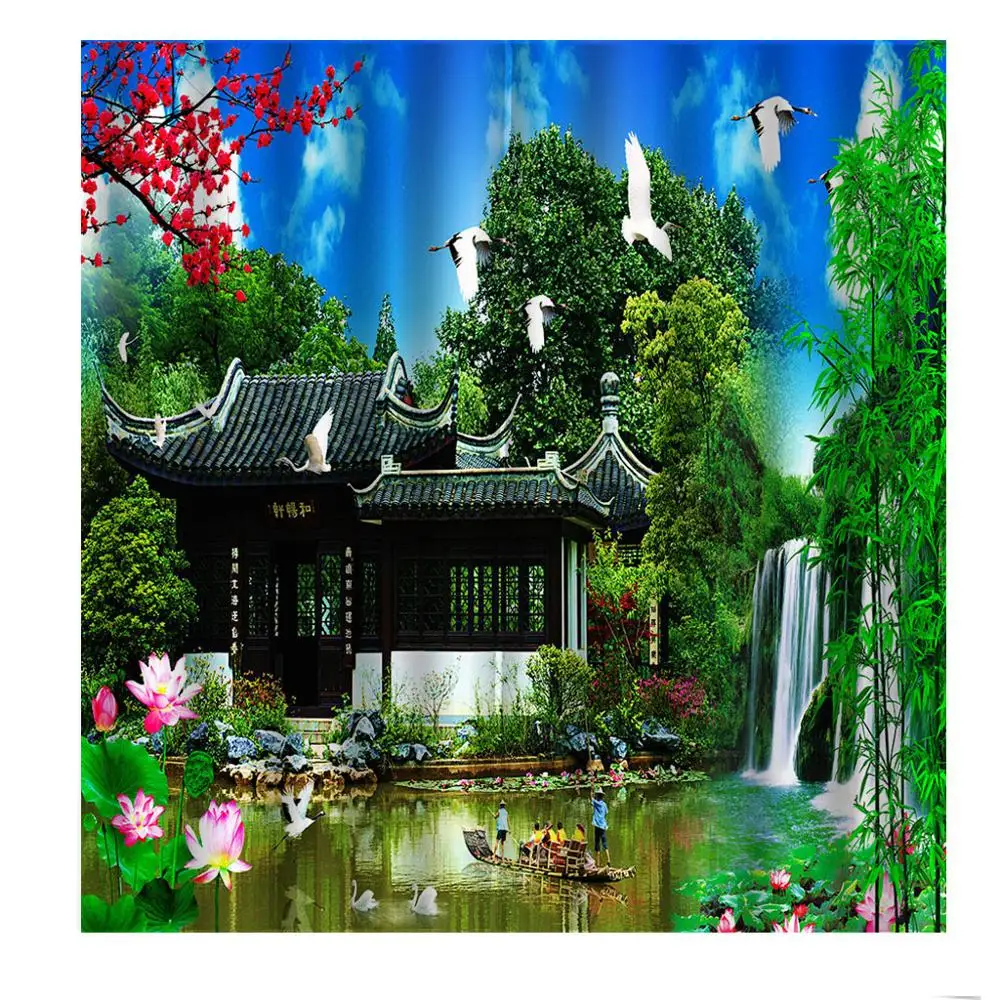 

Custom Chinese Large 3D Scenery Curtains HD waterfall landscape Curtains For Living Room Bedroom Blackout Drapes home Decor