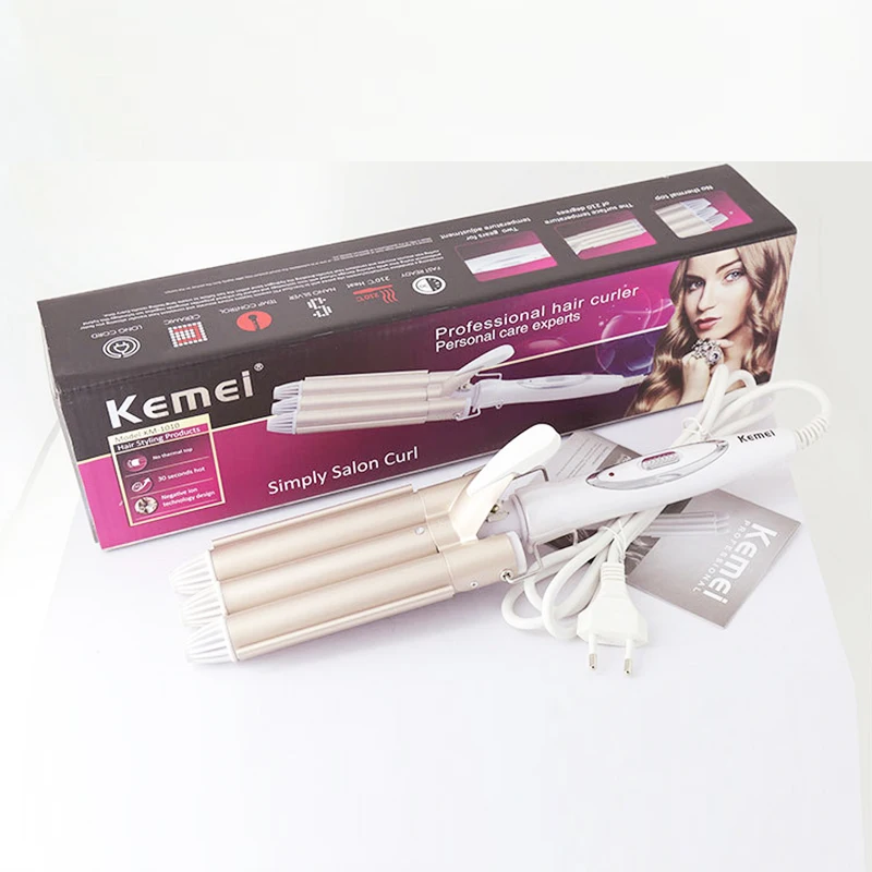 

Kemei Electric Curling Iron Triple Barrel Hair Styler Hair Waver Styling Tools Professional Hair Tools Hair Curlers 2020 New