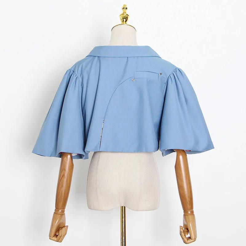 

TWOTWINSTYLE Short Print Floral Blazer For Women V Neck Long Sleeve Casual Elegant Blazers Female Fashion New Clothing Spring