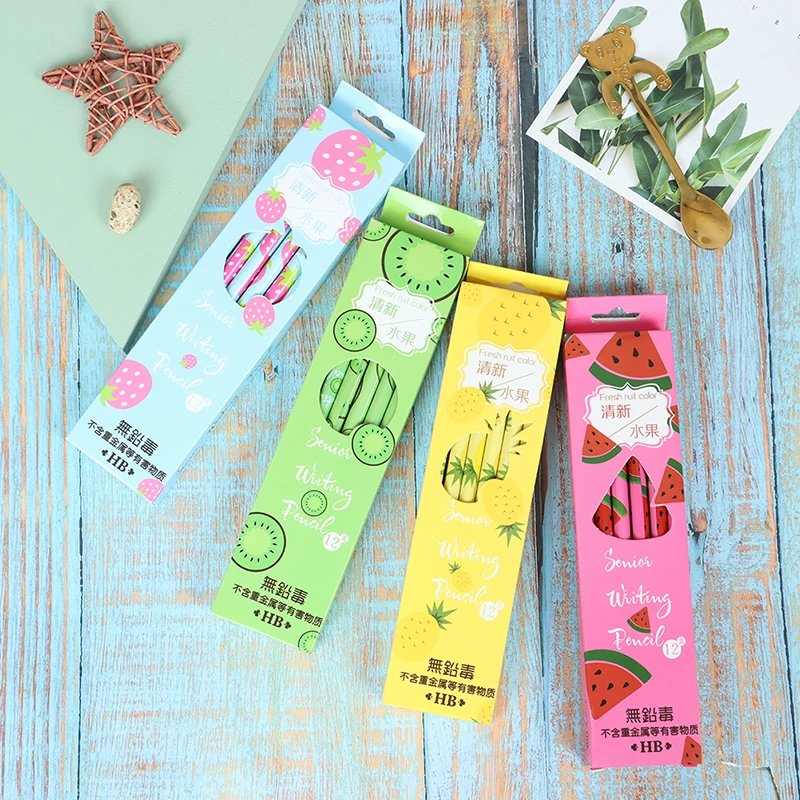 

12pcs/box Fruits pattern Wood Pencil School Office Supply Student Stationery