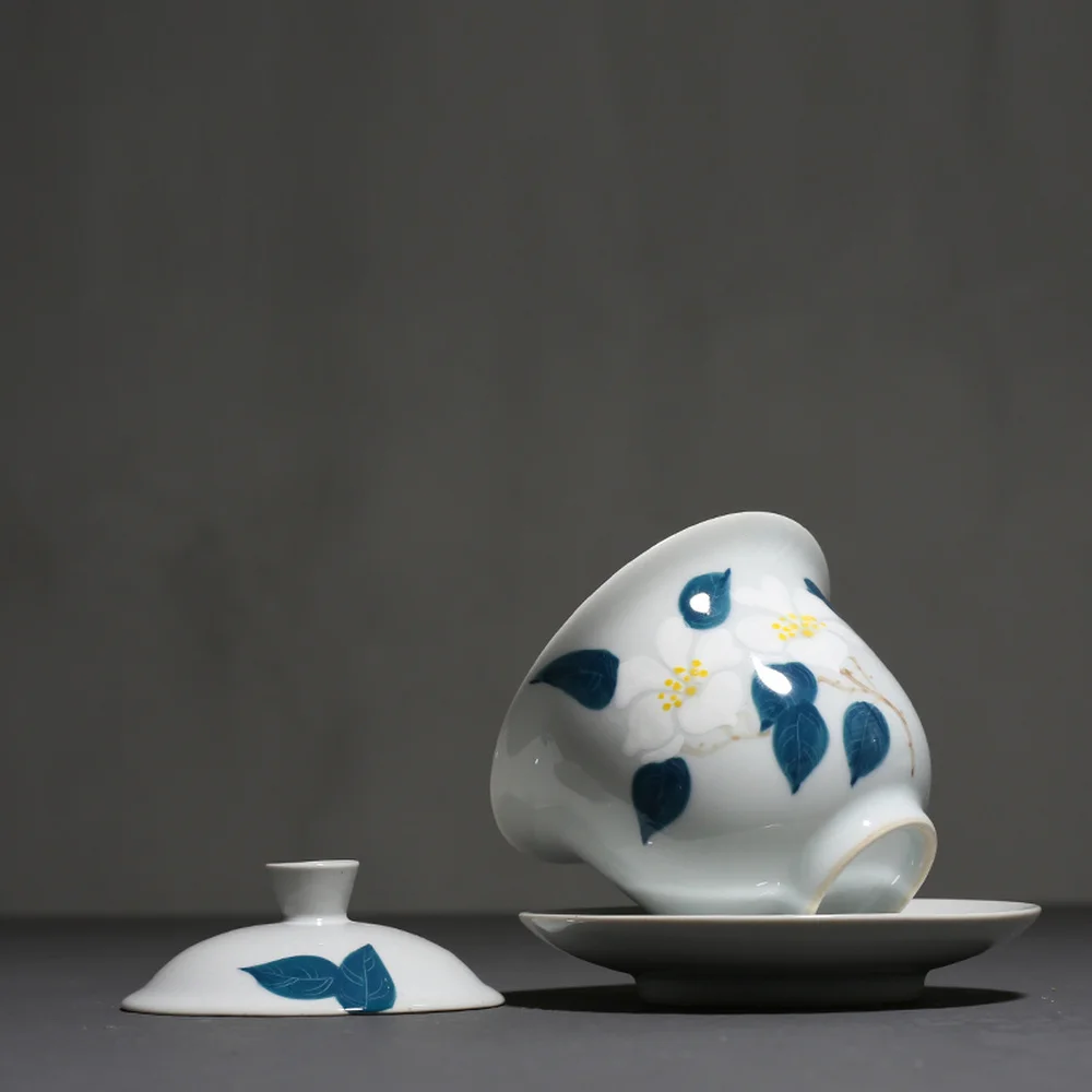 155 мл ручная роспись Камелия фарфор Женская чашка домашняя посуда для напитков