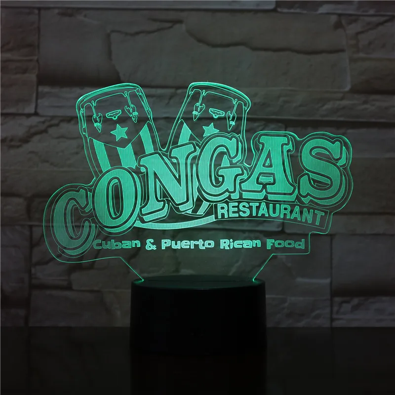 3d-лампа Congas для ресторана прекрасный подарок детей сенсорный датчик гостиной