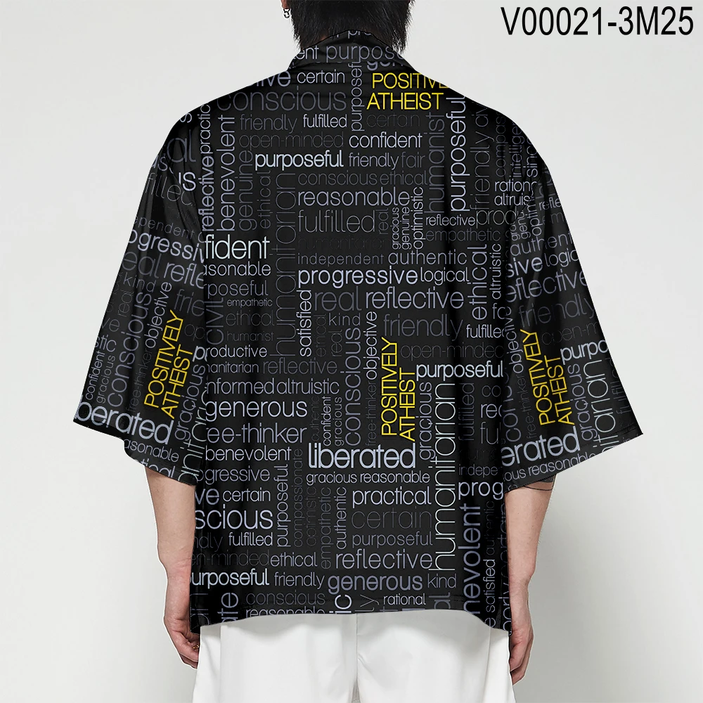 Японский рукав летучая мышь Haori Yukata кимоно летнее Кимоно Кардиган для мужчин Уличная 3D футболка кран суши костюм самурая кимоно - Цвет: V00021
