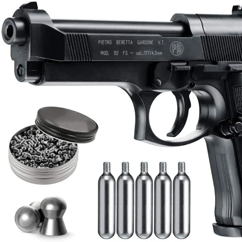 

Beretta M92FS Blowback Air Gun with 5x12 CO2 Tanks and Pack of 500ct Lead Pellets Bundle (Black+Accessories) Metal wall sign