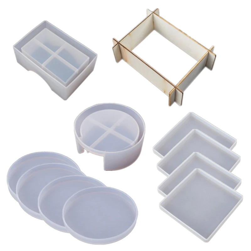 

10Pcs Silicone Coaster Molds for Resin Casting Epoxy Resin Coaster Molds Kit Including 4 Pcs Square 4 Pcs Round Coaster