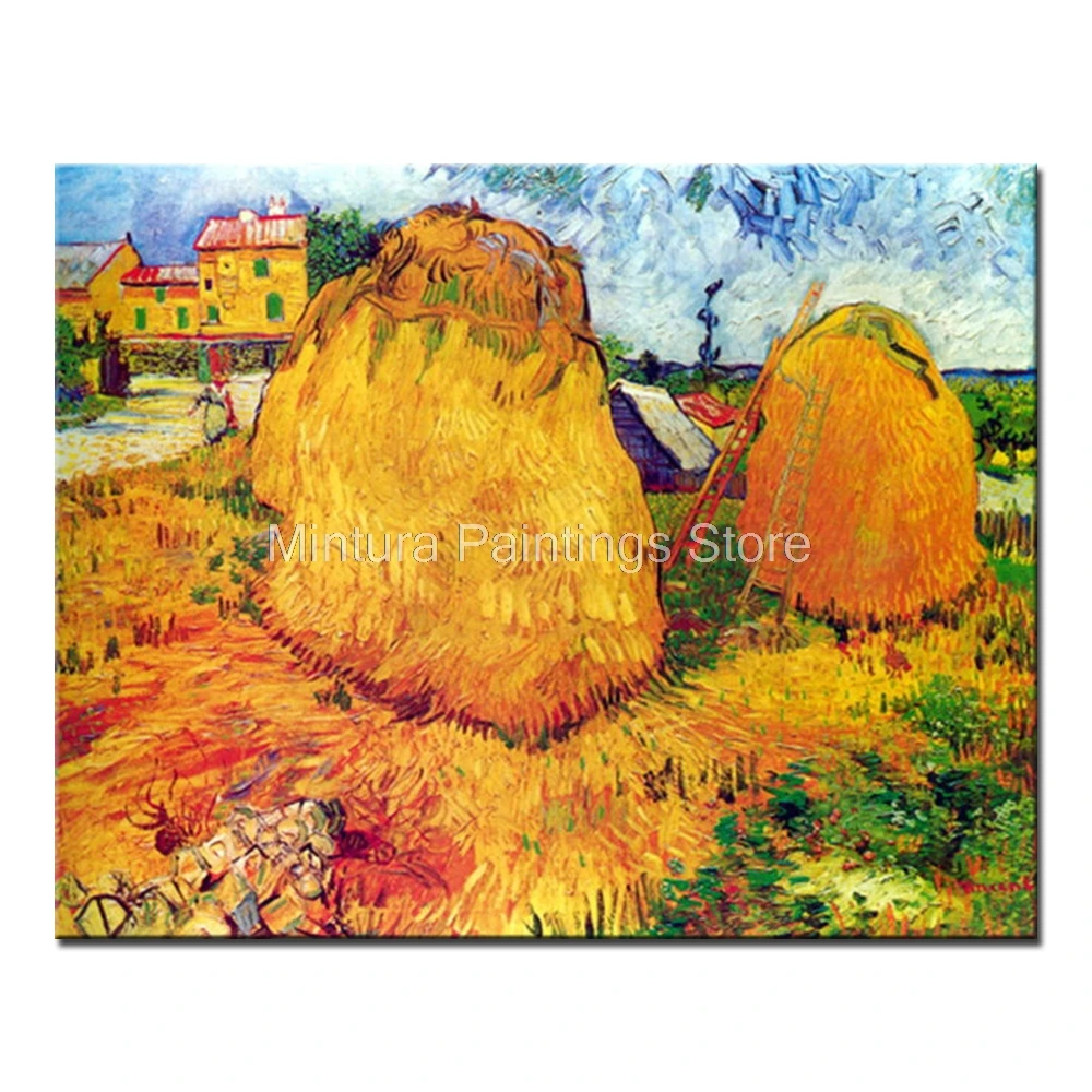 

Haystacks In Provence Of Vincent Van Gogh Hand Made Reproduction Oil Painting On Canvas Wall art For Living Room Home Decoration