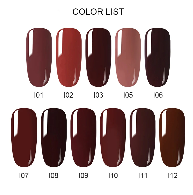 NEE JOLIE1 Bottle 8ml Caramel Series Gel Polish 11 Coffee Colors Soak Off UV Gel Varnish One-shot Color Nail Art Gel