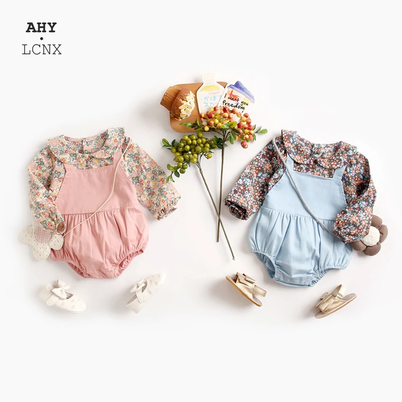 

Mock Two-piece Cotton Floral Baby Girl Clothes Newborn Bodysuit Long Sleeve Spring Children's Clothing Jumpsuit For New Born