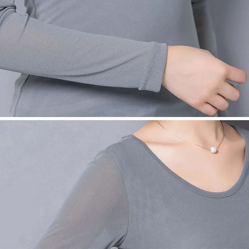 2021 Осень Blusas feminina элегантная женская блузка повседневный сетчатый топ Женская
