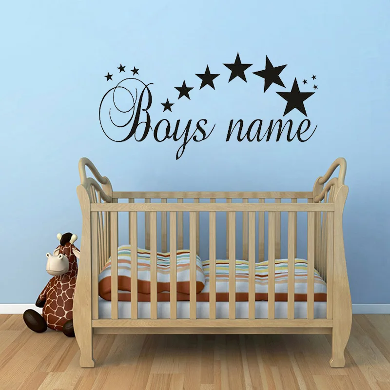 Наклейка на стену с именем и звездами заказ украшение для детской комнаты