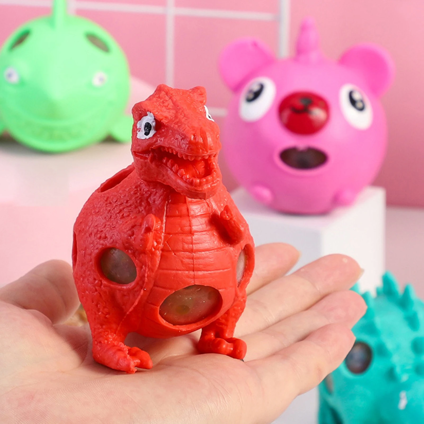 

1PC Squeezable Stress Toy Relaxing Squeeze Toys Mesh Animal Ball Stress Relief Ball For Fun Pressure Balls Hand Fidget Toy