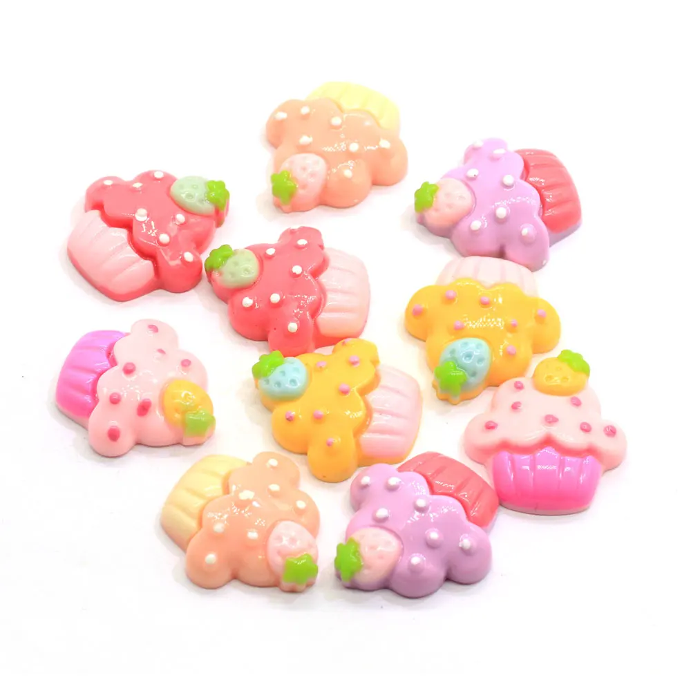 

Hot Popular 20*22MM Resin Flat Cupcake Cabochons Flatback Resin Strawberry Cup Cakes Sweets Flat Back Kawaii Cupcake Cr