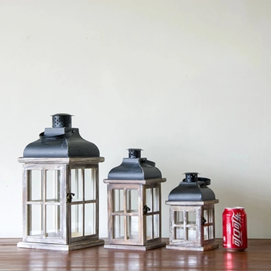 Деревянный Ретро подсвечник декоративное стекло фонарь подсвечники для чайника