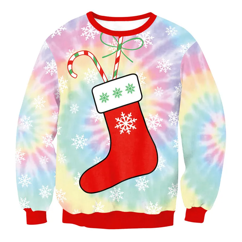 Sweater 7 Унисекс, мужские и женские,, уродливые Рождественские свитера для женщин, с принтом, круглый вырез, свободный женский свитер, Осень-зима, топы, одежда на Рождество, большие размеры - Цвет: Sweater 7