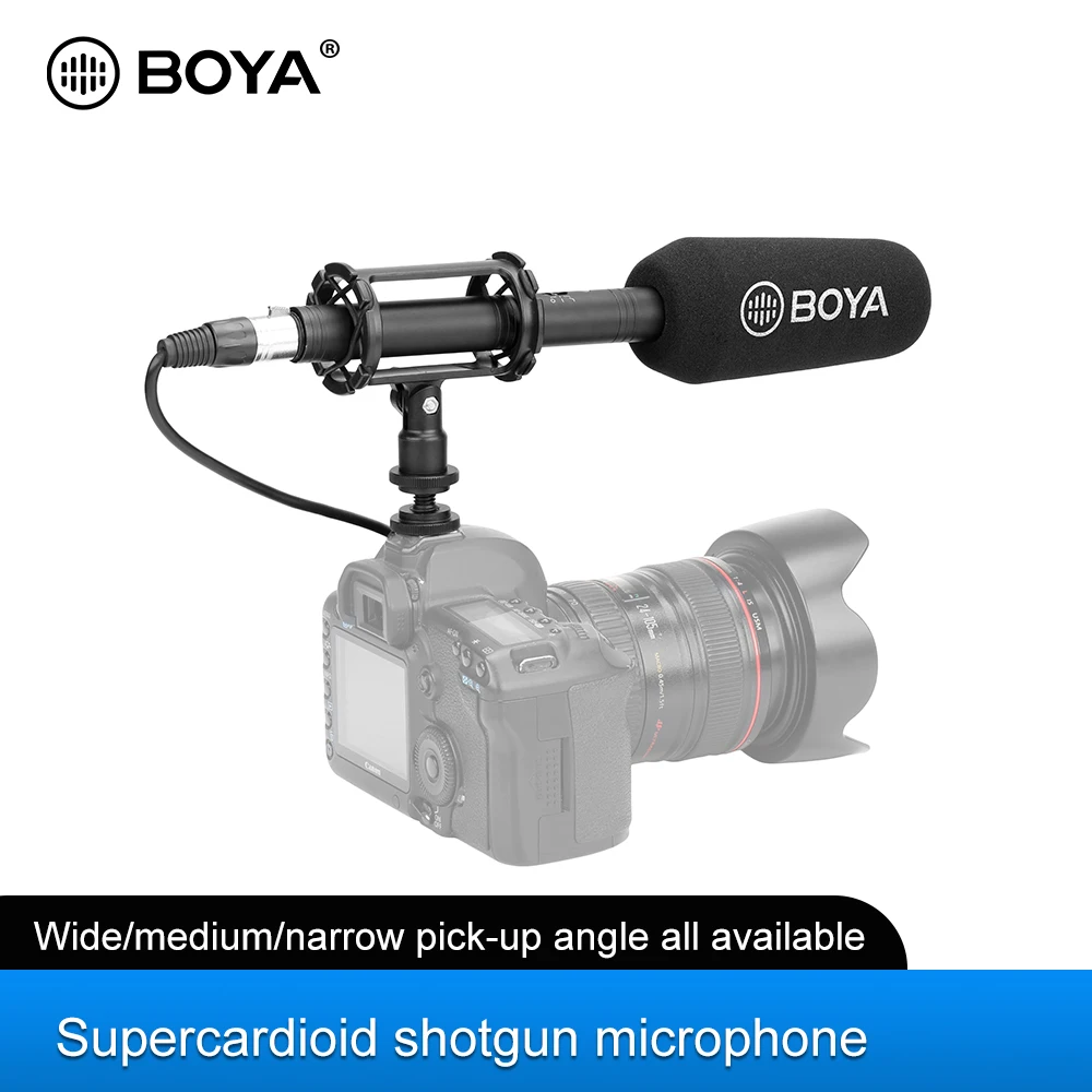 

BOYA BY PVM3000 Shotgun Microphone Supercardioid Electret Condenser Mic for Video Interview Camcorder Audio Recorder DSLR Camera