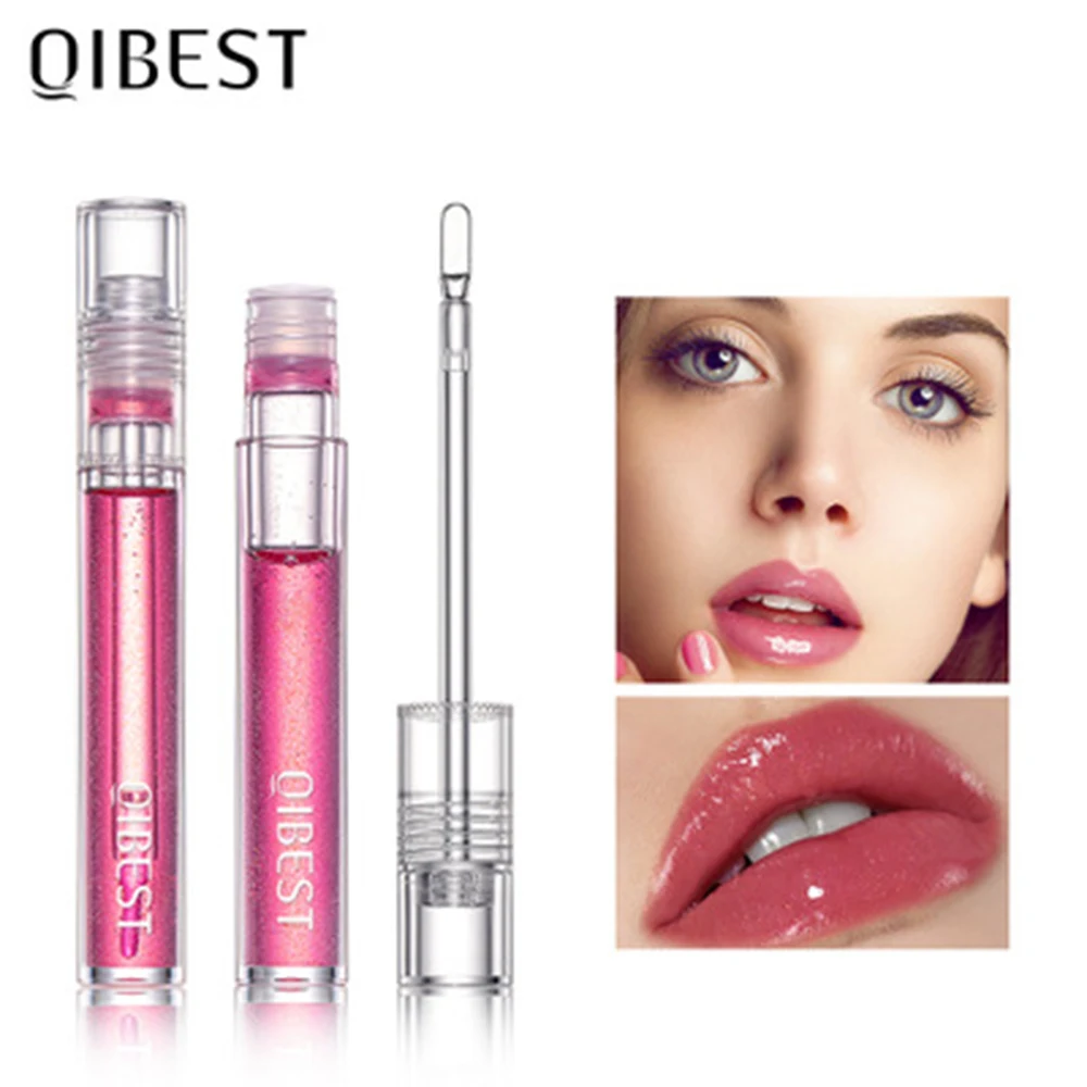 

Увлажняющая зеркальная помада QIBEST для макияжа, прозрачный блеск для губ, светлый блеск для губ