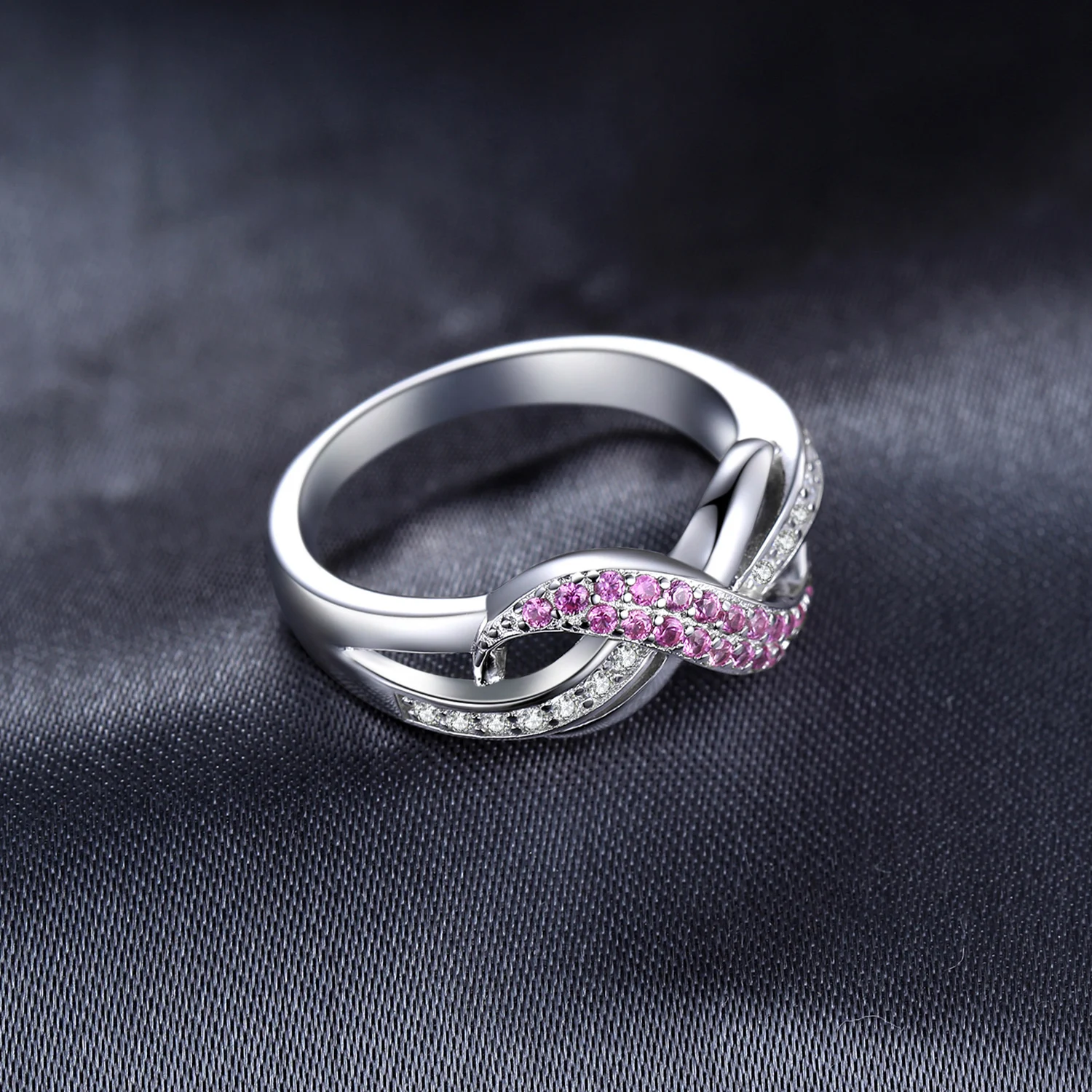 JewelryPalace Бесконечность создан кольцо с розовым сапфиром 925 пробы Серебряные