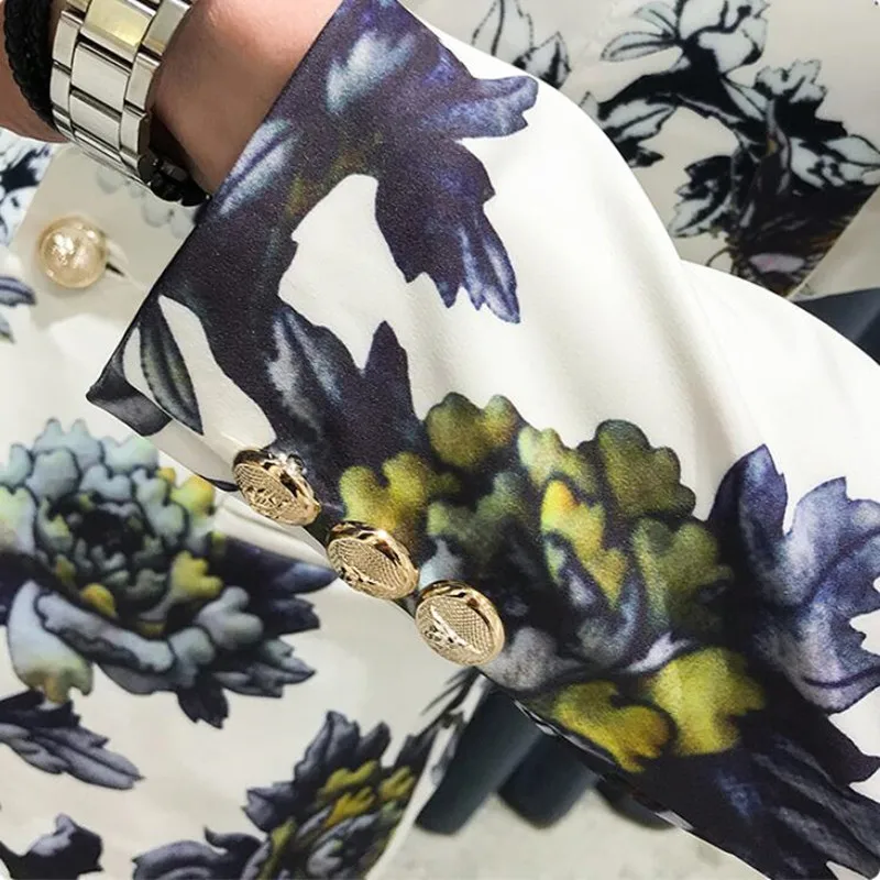 

(Jackets+Pants) 2021 Men's spring Printed business Blazers/Male slim fit Casual suit of two pieces Groom's Wedding Dress S-3XL