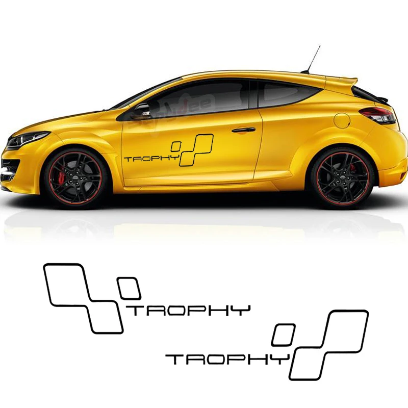 

2X Car Door Side Sticker Racing Sport Body Decal For Renault Megane 2 3 4 Trophy RS GT Clio Sandero Twingo Logan Car Accessories