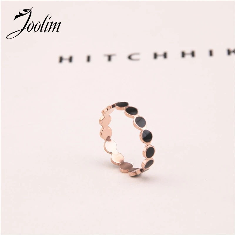 

Joolim High End PVD Fashion Fadeless Black Oil Drip Rings for Women Stainless Steel Jewelry Wholesale