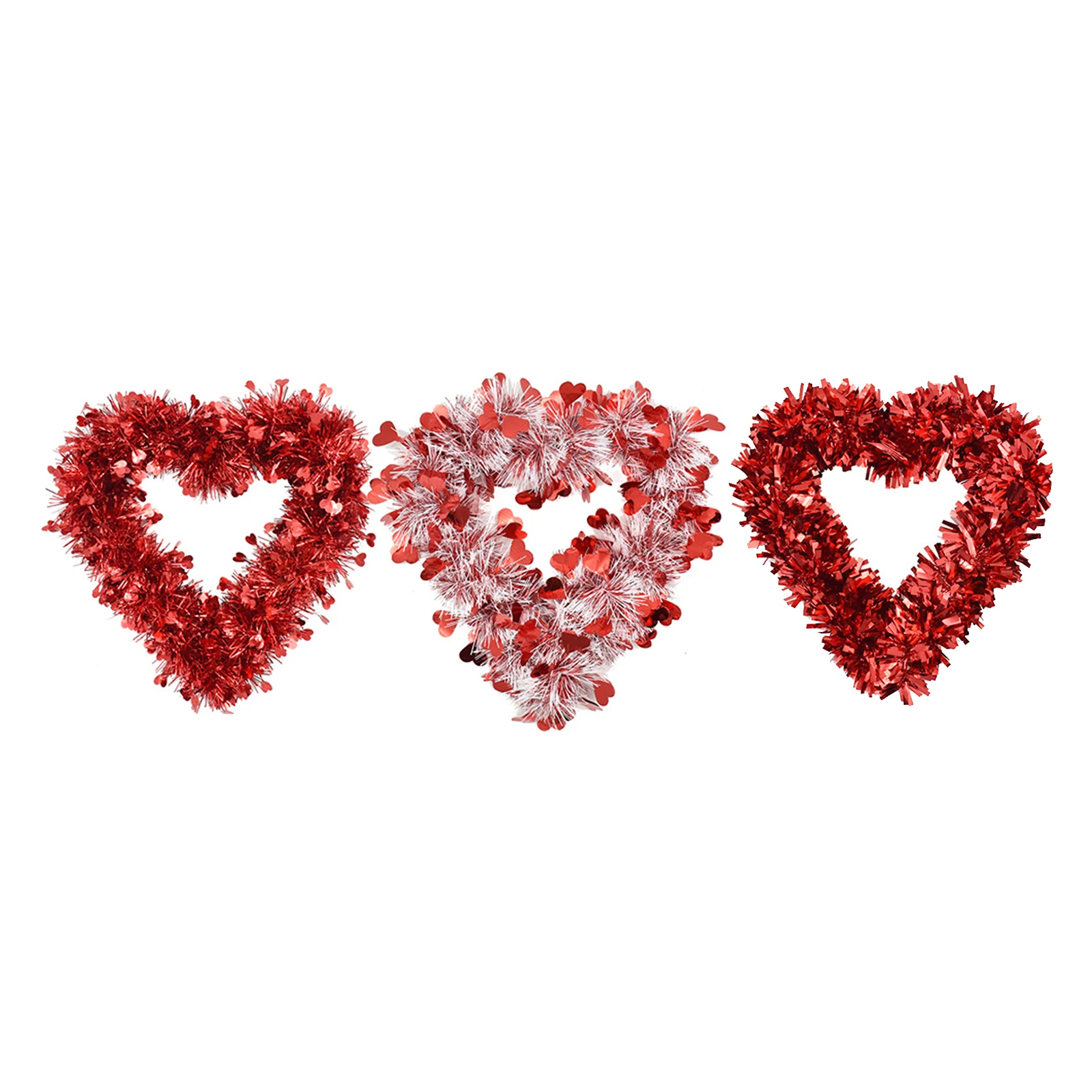 

Valentine Heart Wreaths Red Tinsel Garland Decorations for Wedding Birthday Party Front Door ing Wall Window Mantel Decor