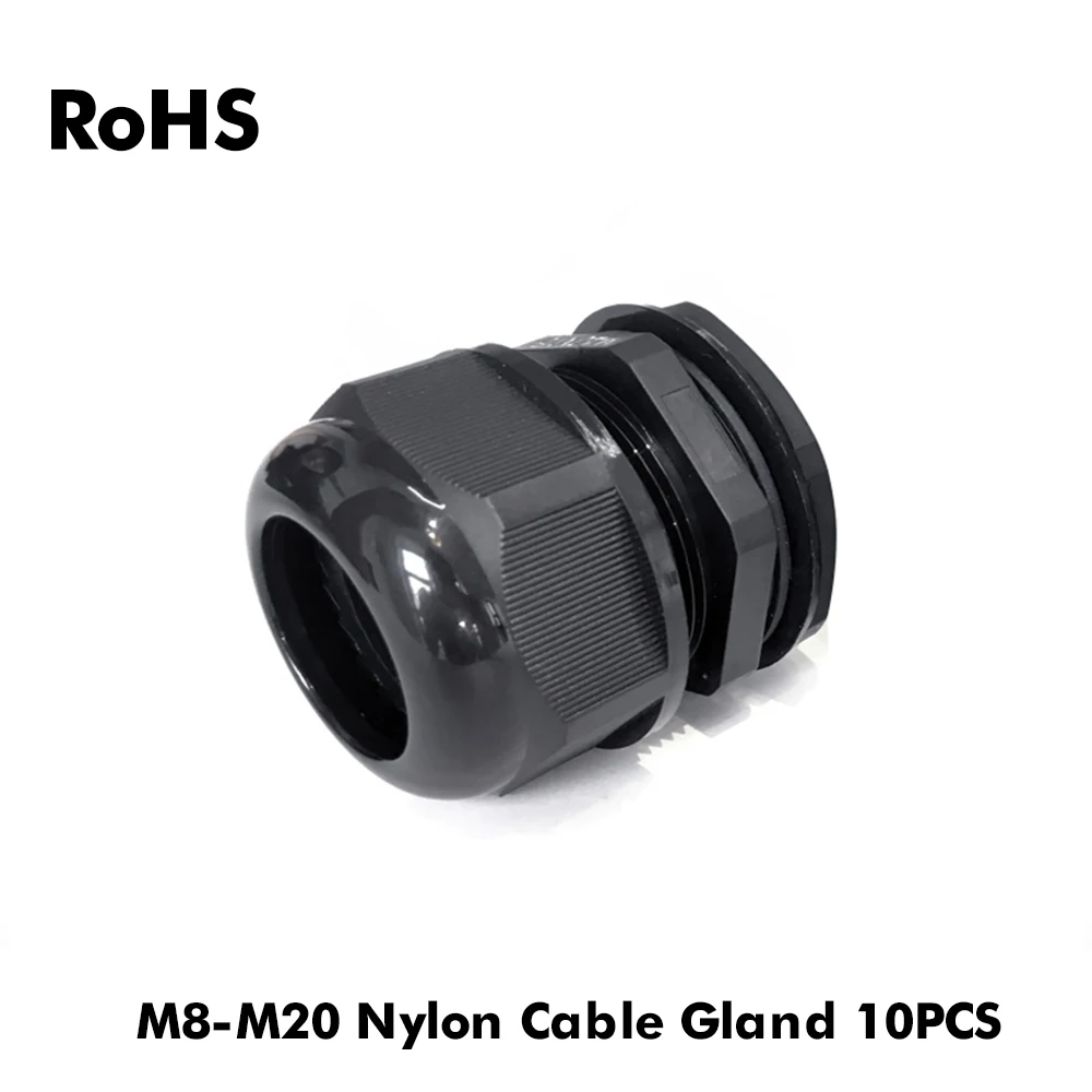 

10pcs Each of 10 M8 M10 M12 M16 M18 M20 Thread Nylon Cable Gland Kit Wire Connector Waterproof Plastic Cable Gland Reducer