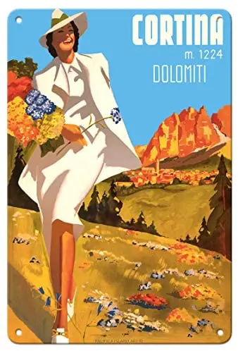 

Cortina, Italy - Cortina d'Ampezzo - Elevation 1224 Meters Metal Tin Sign