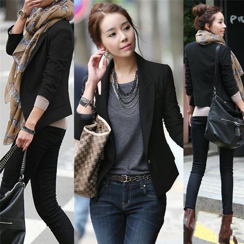 Женский приталенный пиджак повседневная верхняя одежда больших размеров с