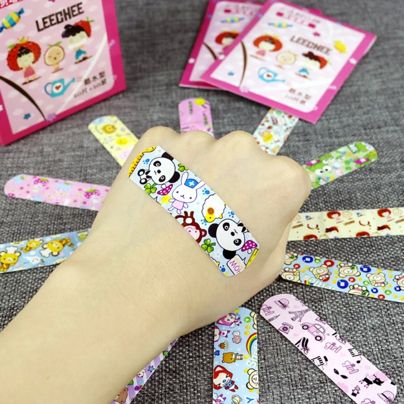

100Pcs Cartoon Waterproof Bandage Band-Aid Hemostatic Adhesive For Kids Children
