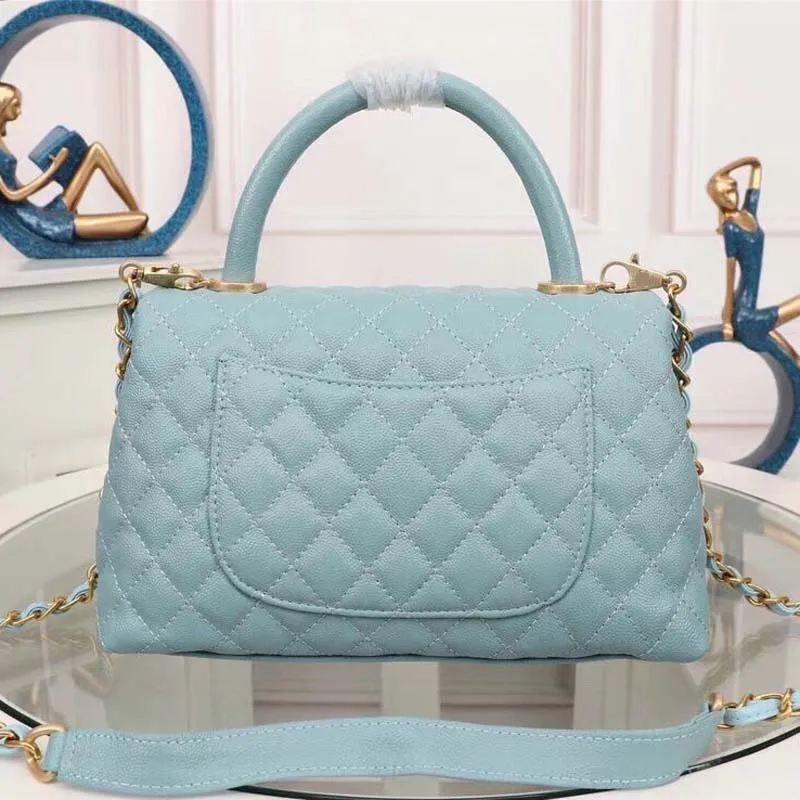 Blue Роскошная новая стильная модная Высококачественная сумка из натуральной икры с золотистой цепочкой, женская сумка на плечо, женские сумки - Цвет: Blue