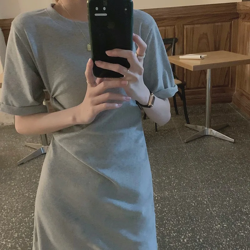 

Short Sleeve T-shirt Skirt Women's Clothing Summer 2021 New Korean Style Loose All-Matching Slimming Temperament