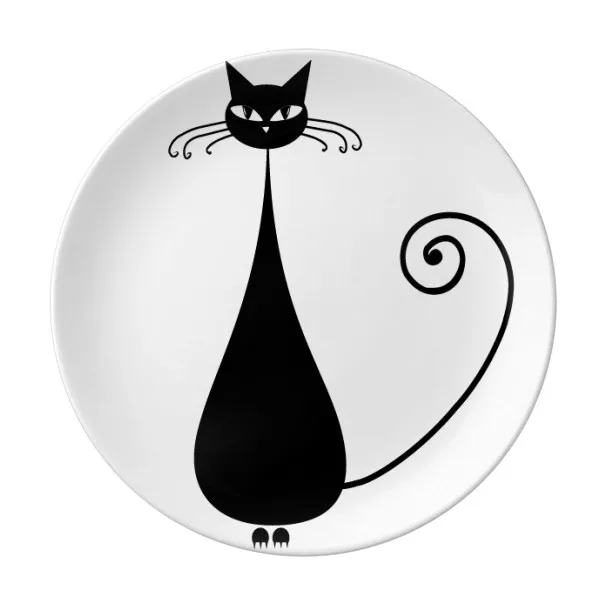 

Black Cat Sit Halloween Animal Art Black Dessert Plate Decorative Porcelain 8 inch Dinner Home