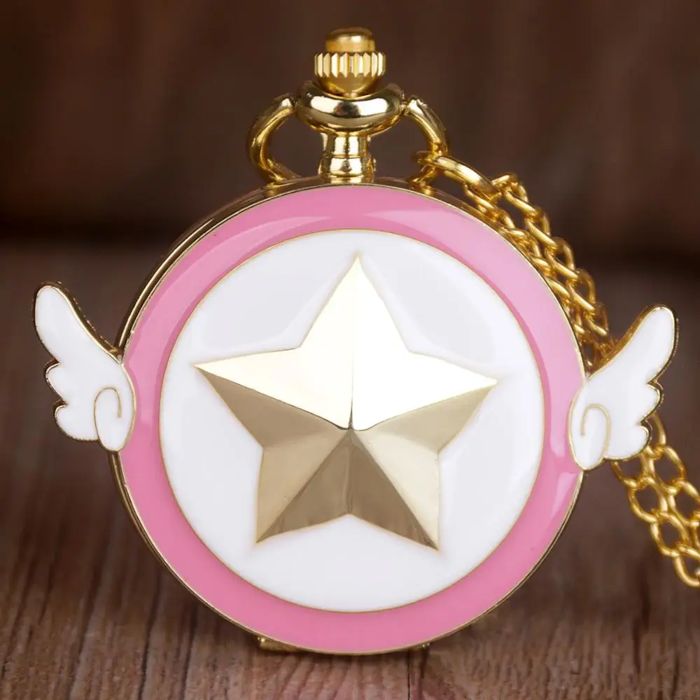 

Fashion Steampunk Watch Quartz Pocket Watch Star Wings Fob watch necklace Chain for Fans Collection Gifts Relogio DeBolso CF1030