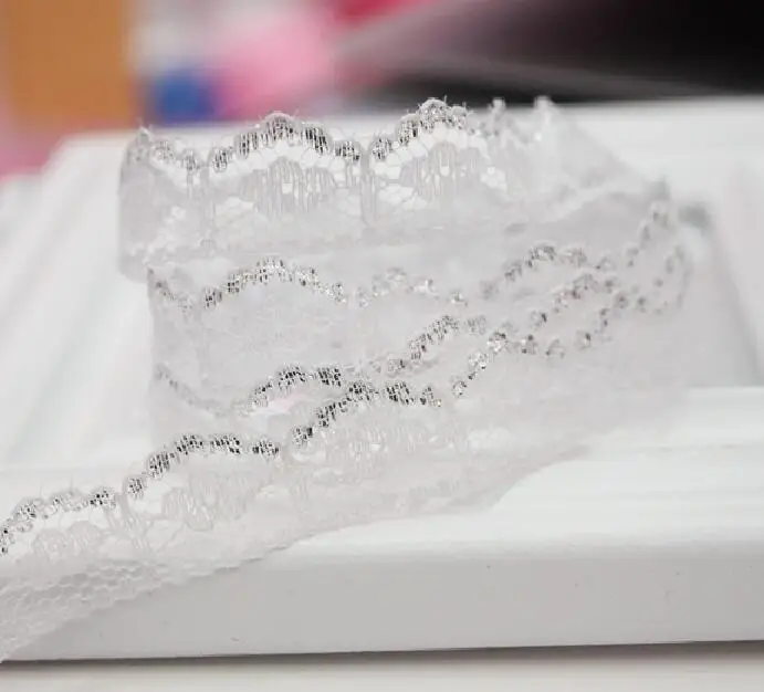 1 ярд 91 см Новая кружевная ткань материалы с вышивкой 8 ленты Цвет серебристый