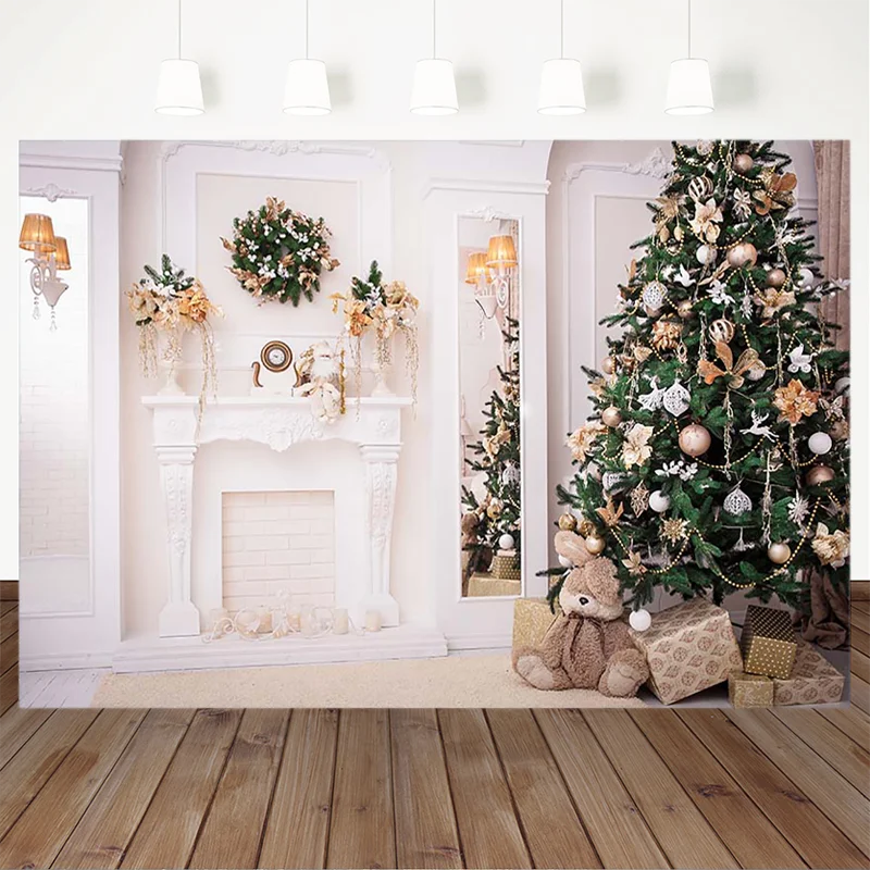 Рождественские фоны для студийной фотосъемки с рождественской елкой домашние