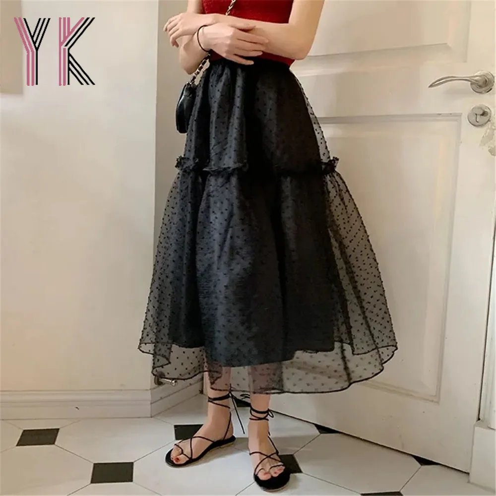 

Юбка-миди в горошек, с высокой талией, в готическом стиле