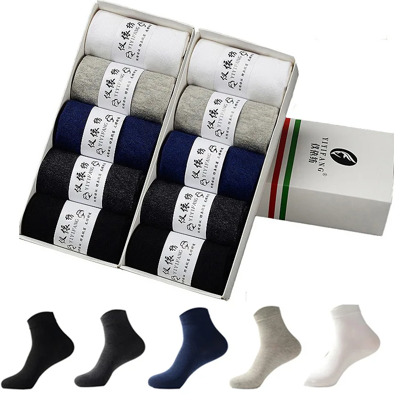

2020 Men's Cotton Socks New Styles 10 Pairs / Lot Black Business Men Socks Breathable Spring Summer for Male US Size(5.5-12)