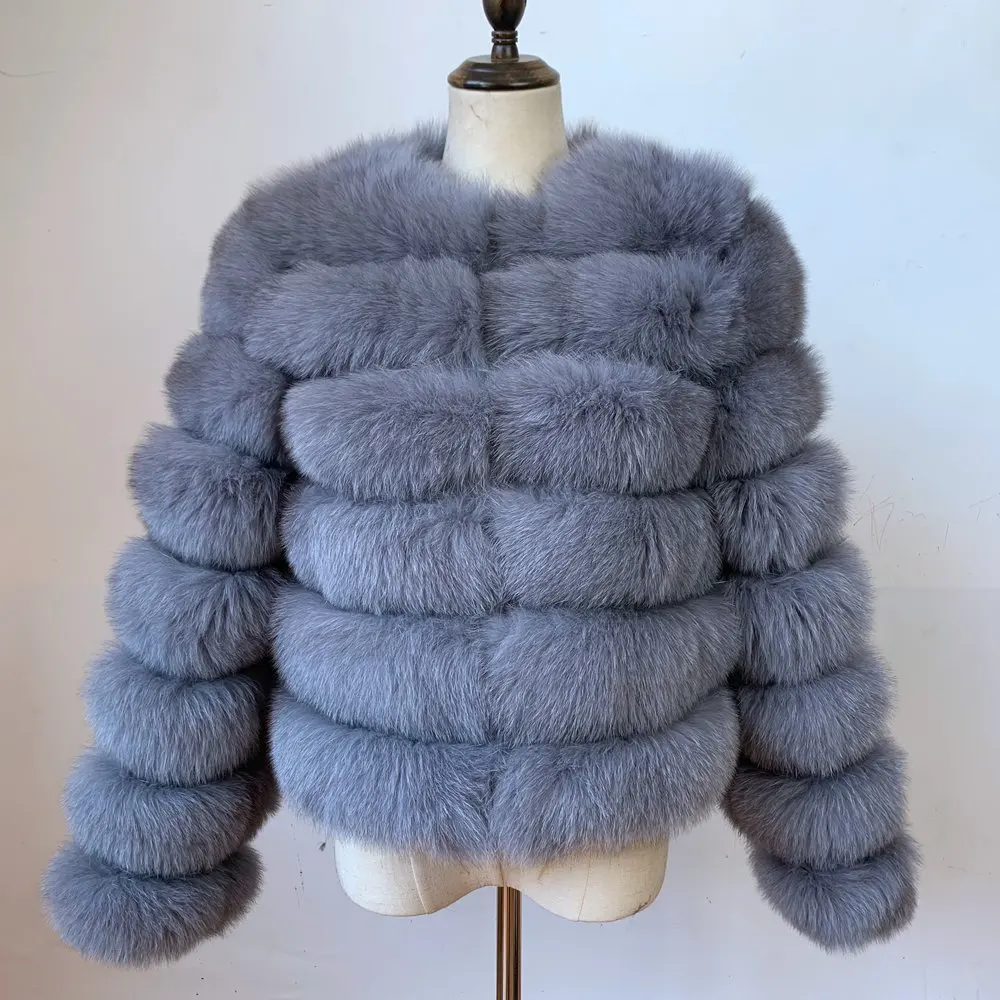 

Женская куртка с натуральным синим лисьим мехом, Короткая Толстая теплая Роскошная зимняя верхняя одежда для девочек с рукавами-крылышками...