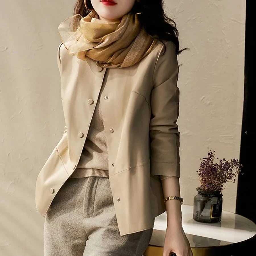

2021 New Women Autumn Leather jacket Coat Slim Jacket Womens Clothing