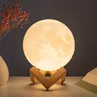Светодиодный ночсветильник в виде Луны на батарейках 8101215 см, 3D лампа в виде Луны с подставкой, звездная лампа, фонарь для украшения спальни, детский подарок