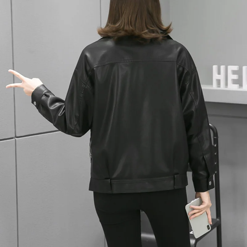 Куртка Sungtin женская из ПУ кожи винтажная свободная уличная одежда в стиле панк